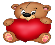 Brown Teddy with Red Heart PNG Clipart