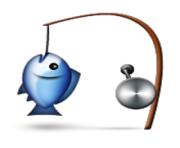 ios emoji fishing pole and fish