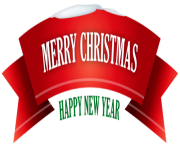 Merry Christmas Red Snowy Banner PNG Clipar