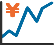 emoji android chart with upwards trend and yen sign