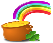 St Patrick Pot Of Gold with Rainbow PNG Picture