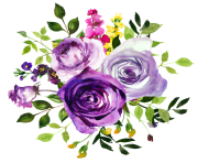 Three flowers illustration Flower Purple Watercolor painting Violet  watercolor rose transparent