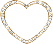 Gold Heart with Diamonds Transparent PNG Image